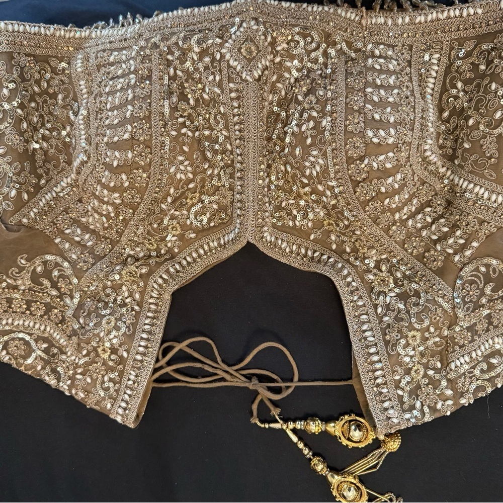Elegant Gold Embroidered Saree - Picture 6 of 11
